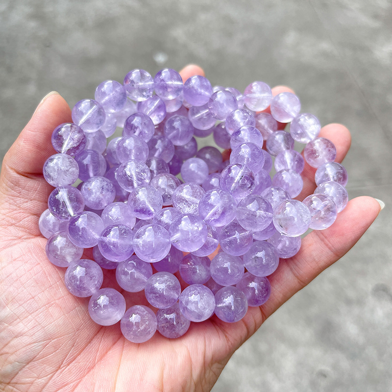 JD Jewelry Natural 5A Grade Lavender Crystal Bracelet Ice Transparent Round Beads Simple Elegant Fashion Women's Geometric Pattern