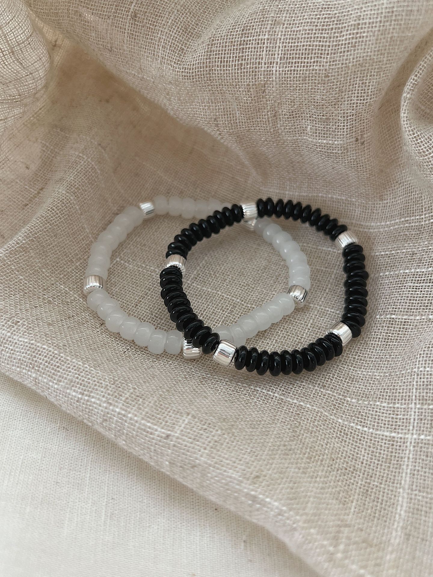 New Natural Stone Agate S925 Pure Silver Beaded Elastic Colorful Fashionable Macaron Hand Bracelet New Style Women's Accessory