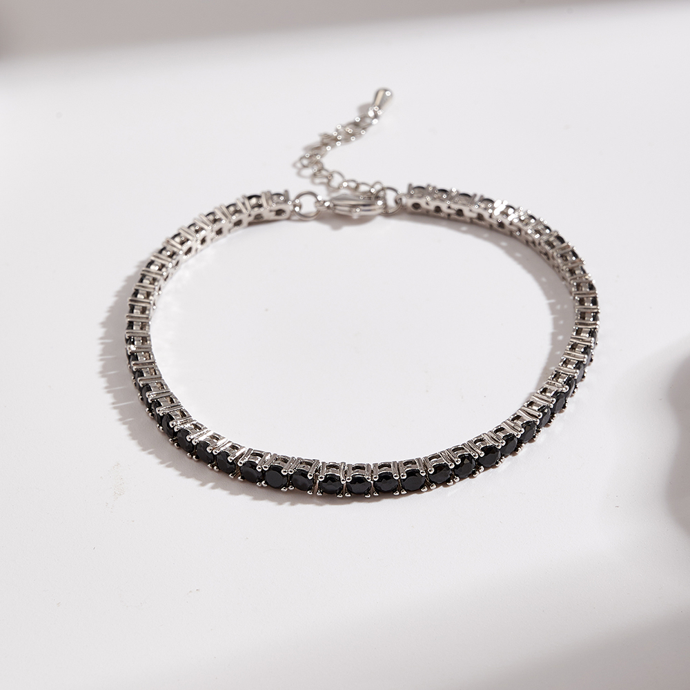 Trend Classic Copper Color Retention Electroplated INS Style Basic Style (Simple Style) Minimalist Style Handmade Zircon 3.2mm Tennis Chain Bracelet