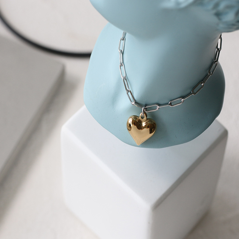 PVD Coated Real Gold Plated 18K Gold Heart 304 Stainless Steel Fashion Waterproof Non Tarnish 304 Stainless Steel Necklace