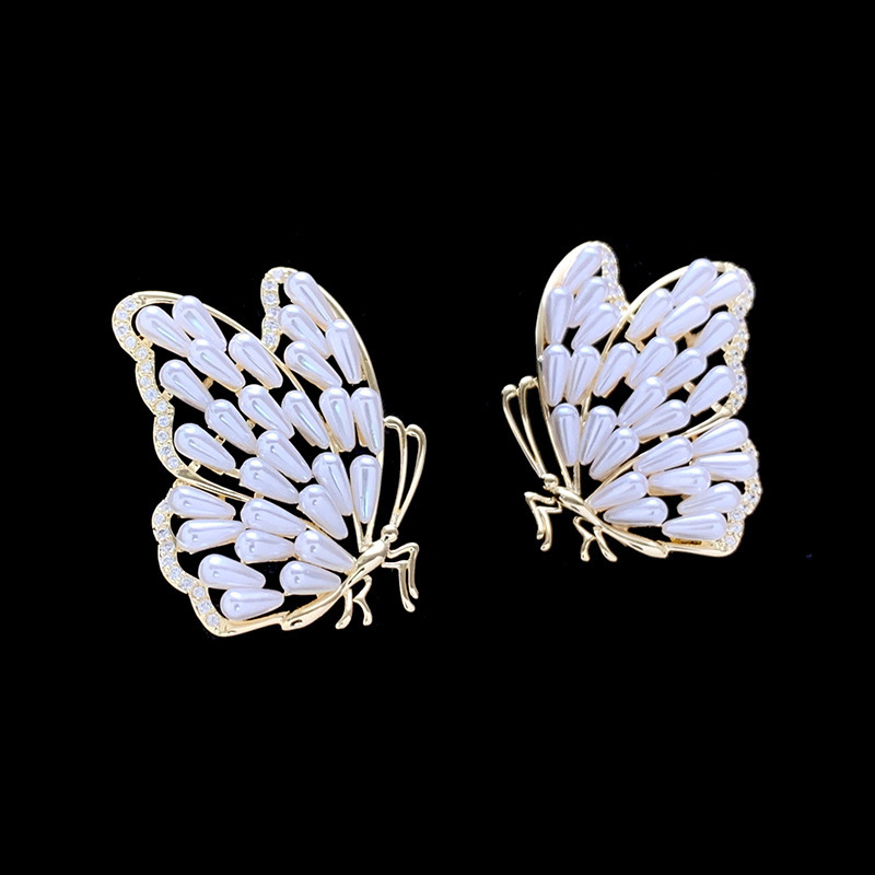 1 Pair Lady Classic Style Butterfly Copper Earrings