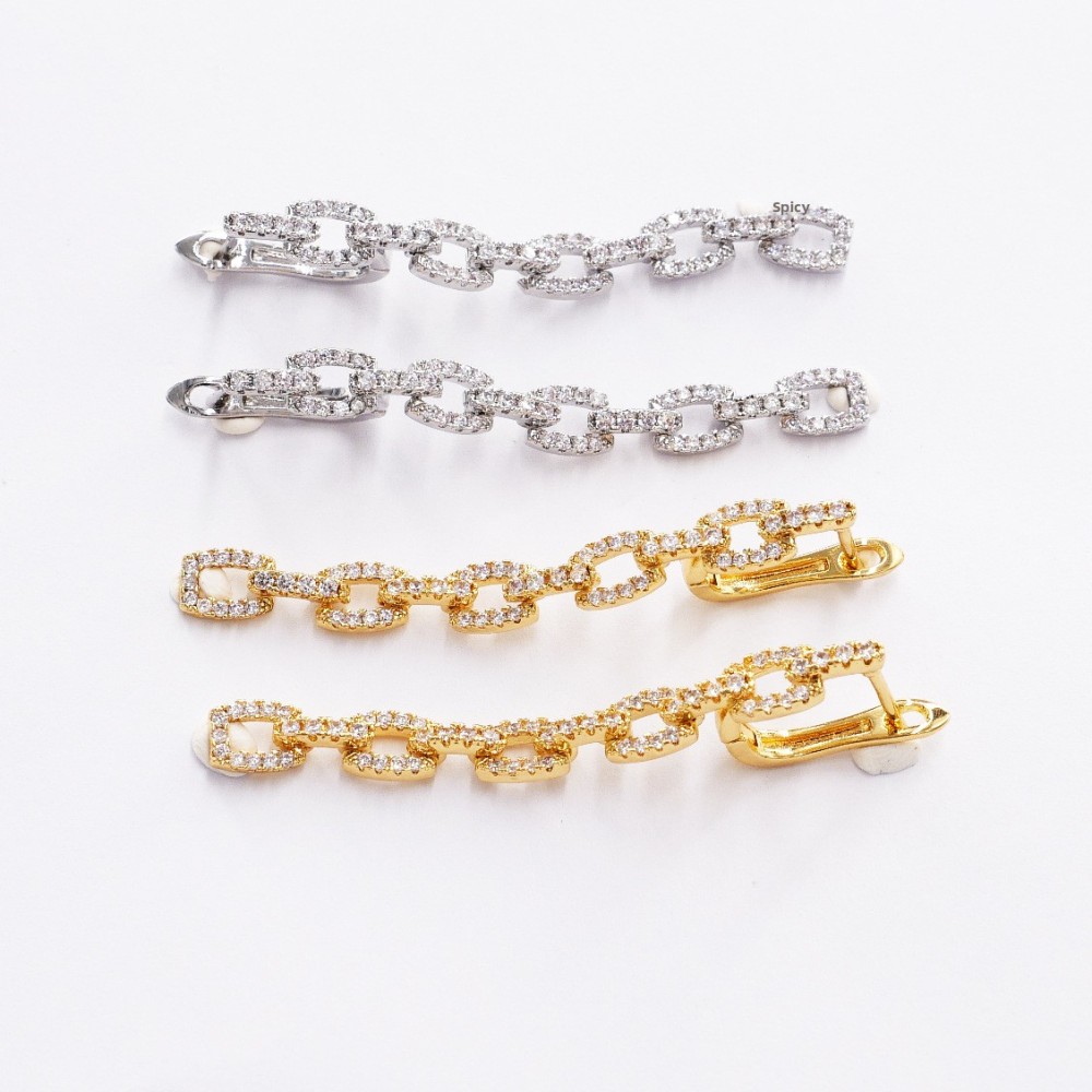 Designer Copper Earrings Micro Inlaid Zircon 18K Gold Plated U-Shaped Clip Earrings Women's Jewelry Accessories