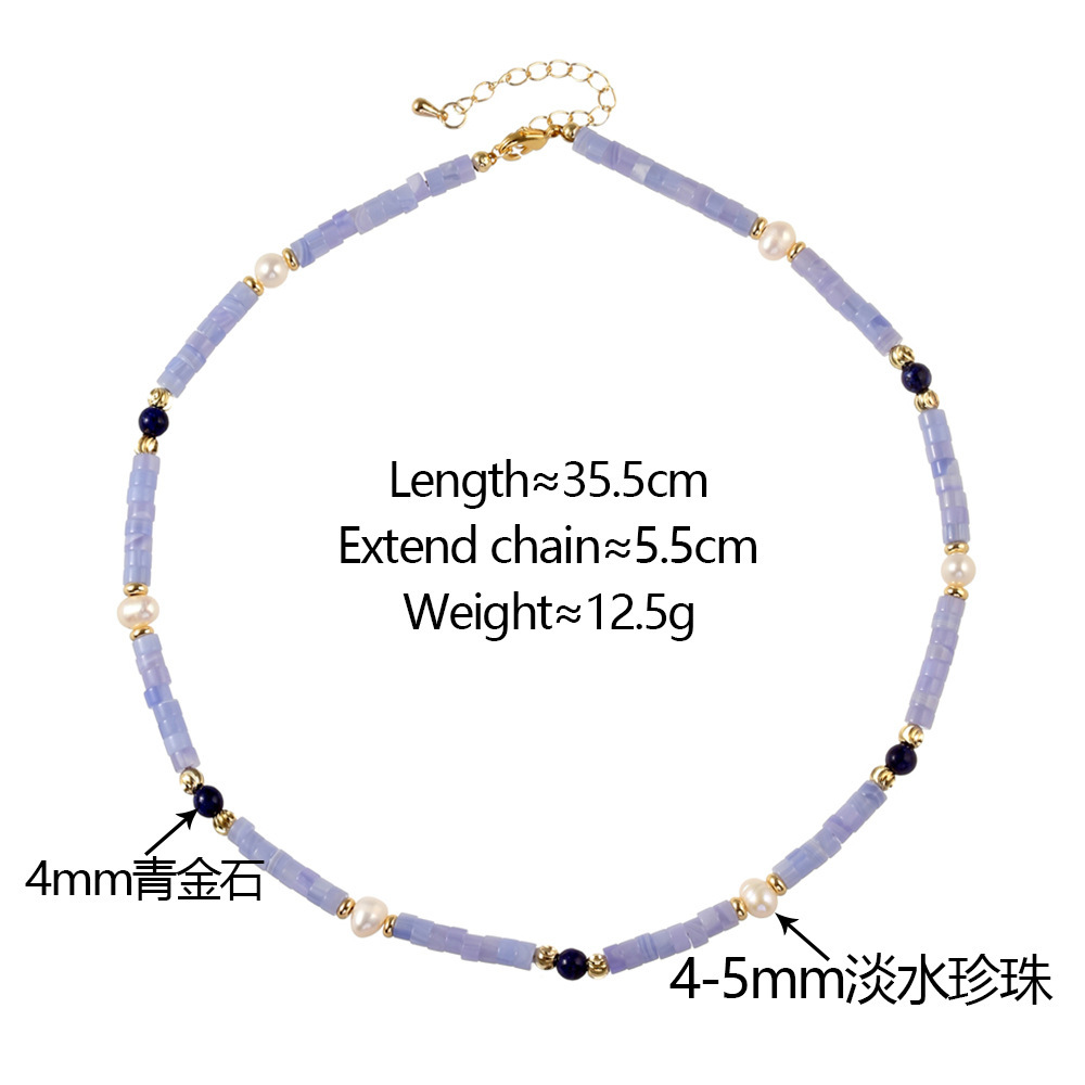 New Chinese Style Geometric Design Purple Agate Freshwater Pearl Women's Necklace Versatile High-End Fashion Clavicle Chain