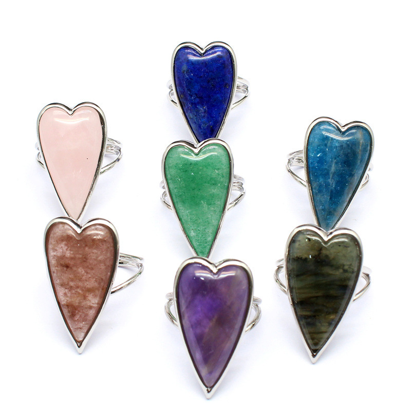 Retro Heart Shaped Purple Quartz Tiger Eye Stone Ring  Luxury Light Luxury DIY Accessories Sales Jewelry