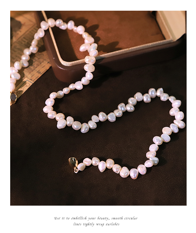 Heart Copper Clasp Natural Pearl Necklace For Women Original Handmade Fresh Versatile High-end Beaded Choker Collarbone Chain 18K Gold Plated