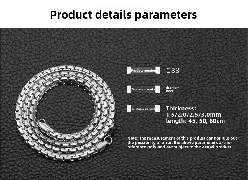Fashionable Stainless Steel Metal Necklace Flat Pearl Chain Jewelry Accessory Non-Fading Wave Pattern Titanium Steel Unisex