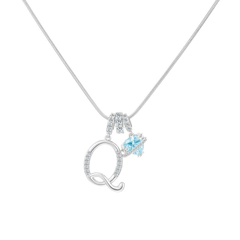 Sweet Heart Letter Pendant Necklace Jewelry Blue Sea Honey Best Friend Series Zircon Fairy Style For Women Copper Material