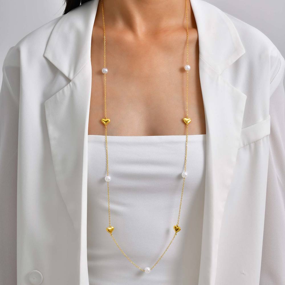 Stainless Steel Geometric Design Necklace Multi-style Women's High-end Jewelry Accessories Colorful Beads Irregular Shape Stackable