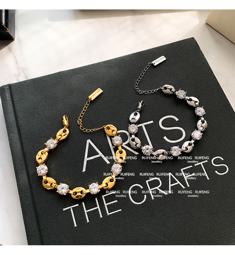 Summer Luxury  Zircon Pig Nose Bracelet Women's Elegant Geometric Pattern High-grade Fashion Jewelry