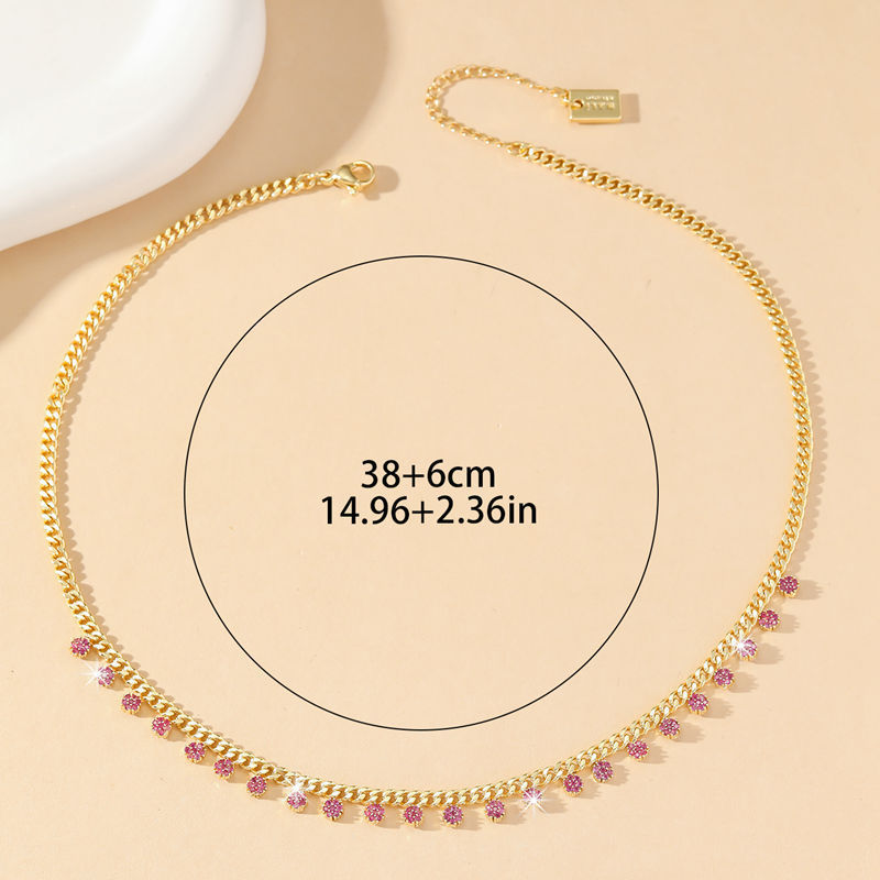Elegant Minimalist Women's Necklace Versatile Choker Chain Sparkling Geometric Design Rhinestone And Copper Luxury Sweater Chain