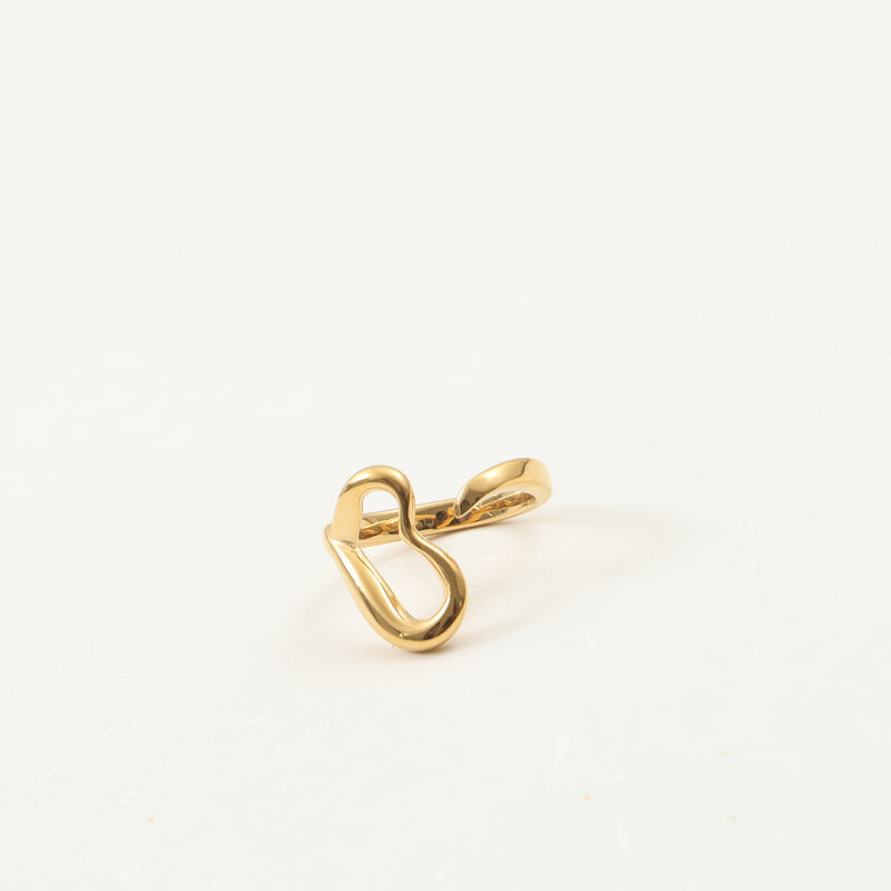 Vacuum Electroplating (In Furnace) Plated 18K Real Gold Hollow Peach Heart Three-Dimensional 304 Stainless Steel Ring