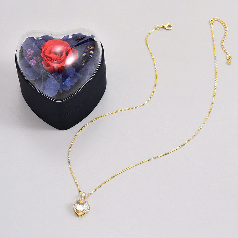 Wholesale Basic Modern Style Classic Style Heart Shape Copper Plating Inlay Zircon Pendant Necklace