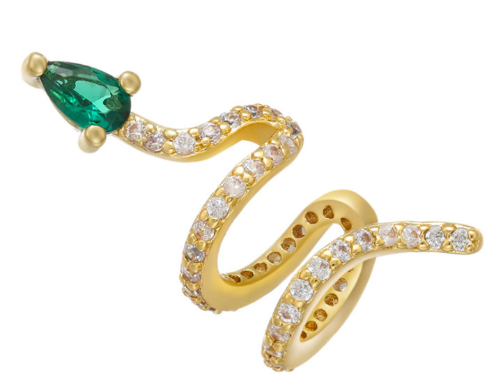 New Micro-inlaid Zircon Snake-shaped S-shaped Ear Clip Cross-border Copper Earring Accessories