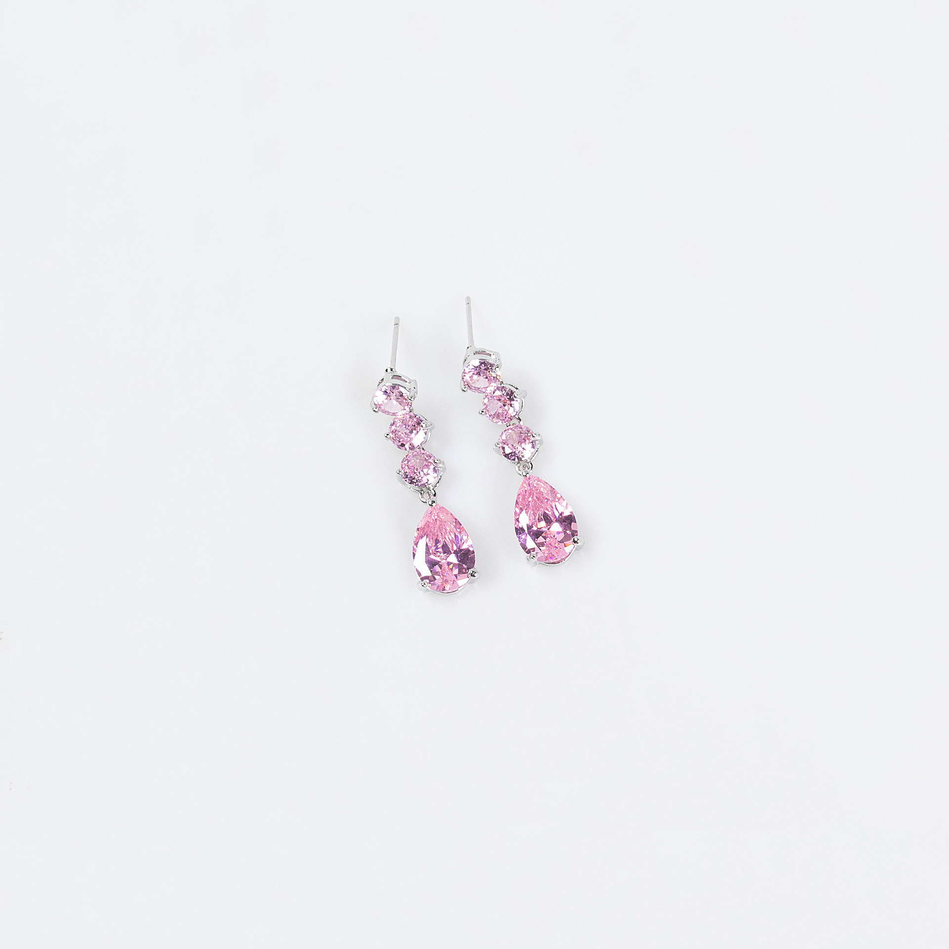 Elegant Waterdrop Zircon Pendant Bridal Dress Necklace And Earring Set Simple Fashionable  Style Jewelry