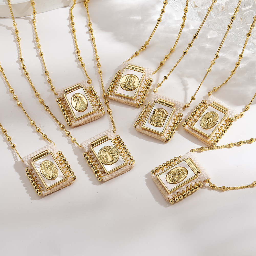 Hot-Selling New Copper Water Plated Imitation Gold Shell Virgin Mary Character Necklace
