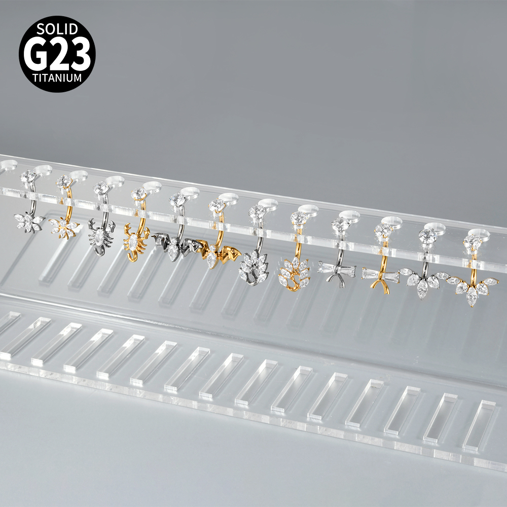 Titanium Metal Scorpion Bat Belly Button Piercing Belly Button Ring Zircon Cherry Multiple Horse Eye Flower Inner Tooth Belly Button Stud Body Piercing Jewelry Accessories