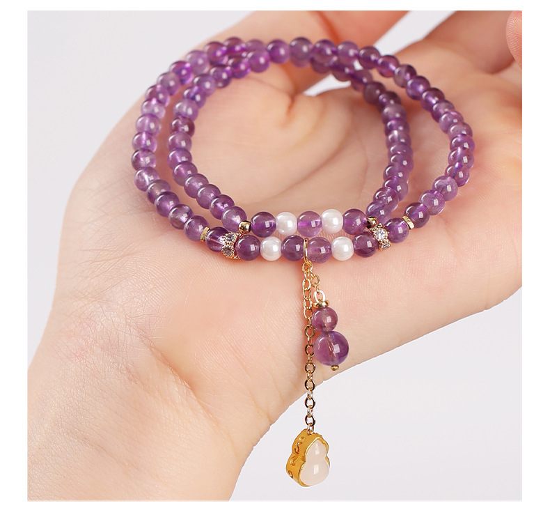 JD Jewelry Amethyst Beaded Bracelet For Women Fashionable High-end Jade Gourd Accessories Simple Style Classic Bracelet Jewelry