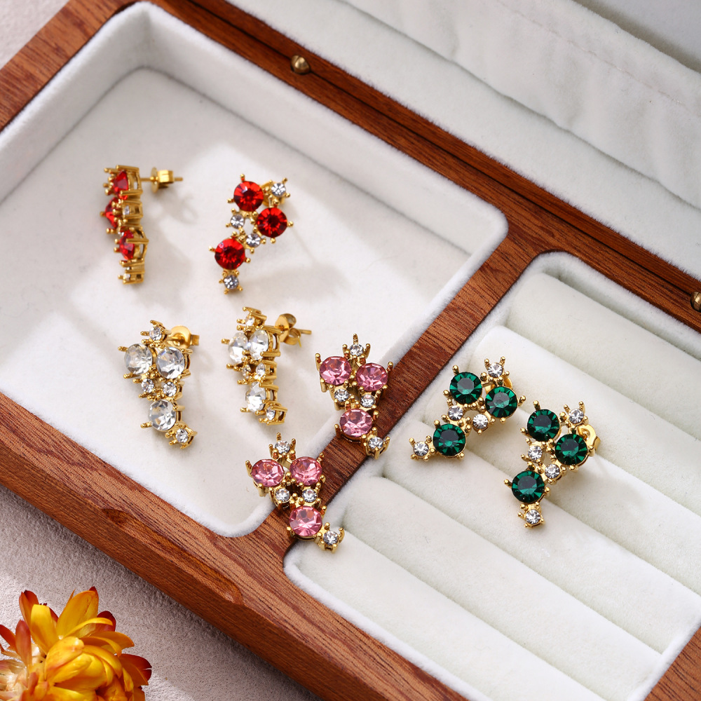 Fashionable Red Cherry Titanium Steel Earrings Women's Exquisite Design Luxury Light Earring Jewelry Accessories