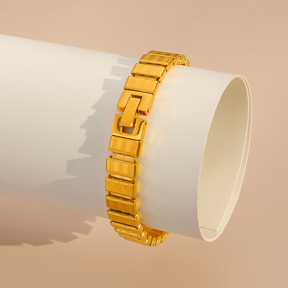 Adjustable Titanium Steel Stripe Bracelet Non-Fading Gold Plated Stainless Steel Wristband Women Jewelry Accessories