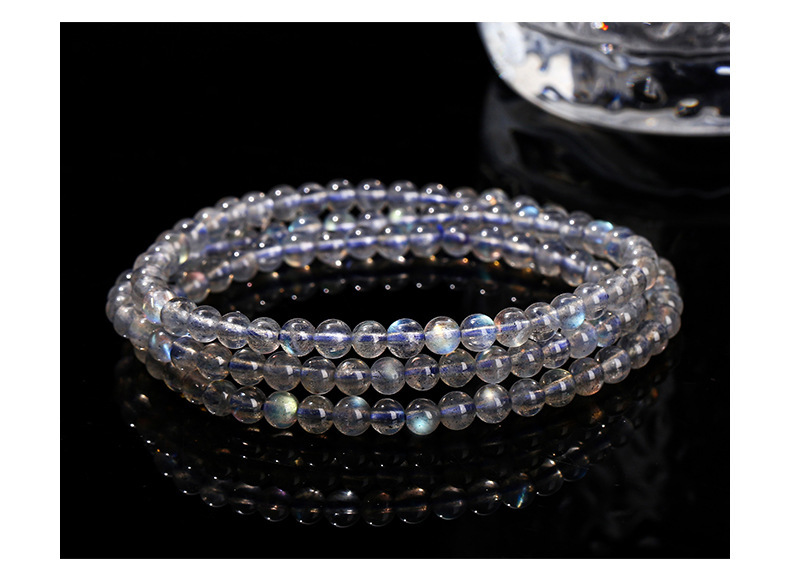 Fashion Multi-Circle Bracelet Natural Blue Light Round Bead Accessories Geometric Pattern Gray Moonstone Multifunctional Jewelry Hand Accessory Unisex