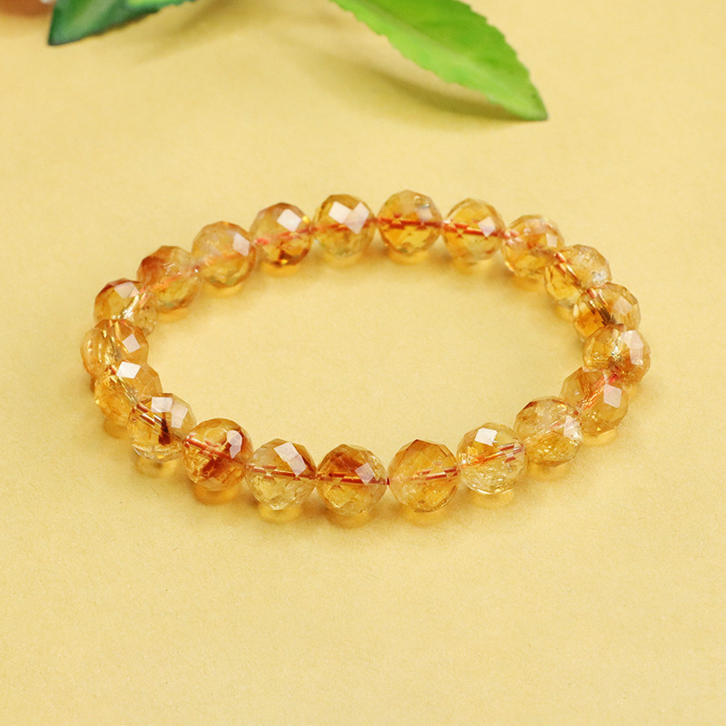 Aiyue Yellow Crystal Bracelet Polished Geometric Pattern Ethnic Style For Men And Women Birthday Party Jewelry Accessories
