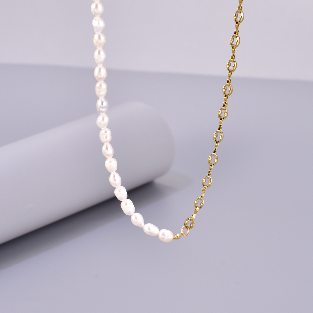Women's 304 Stainless Steel Titanium Steel Vacuum Plating PVD Coated 18K Gold Plated Beaded Plating Pearl Freshwater Pearl Bracelets Necklace Imitation Pearl Jewelry