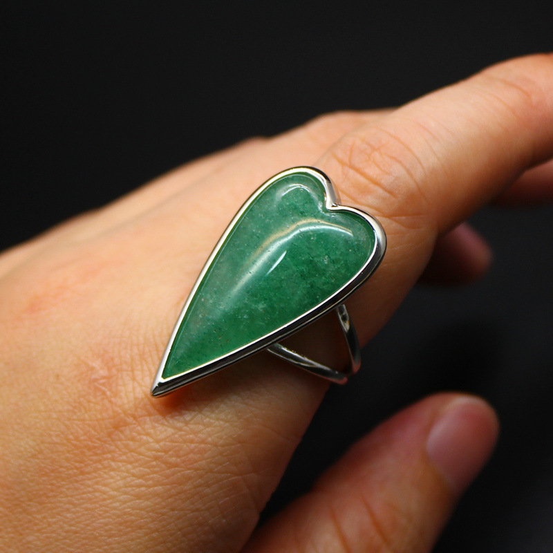 Retro Heart Shaped Purple Quartz Tiger Eye Stone Ring  Luxury Light Luxury DIY Accessories Sales Jewelry