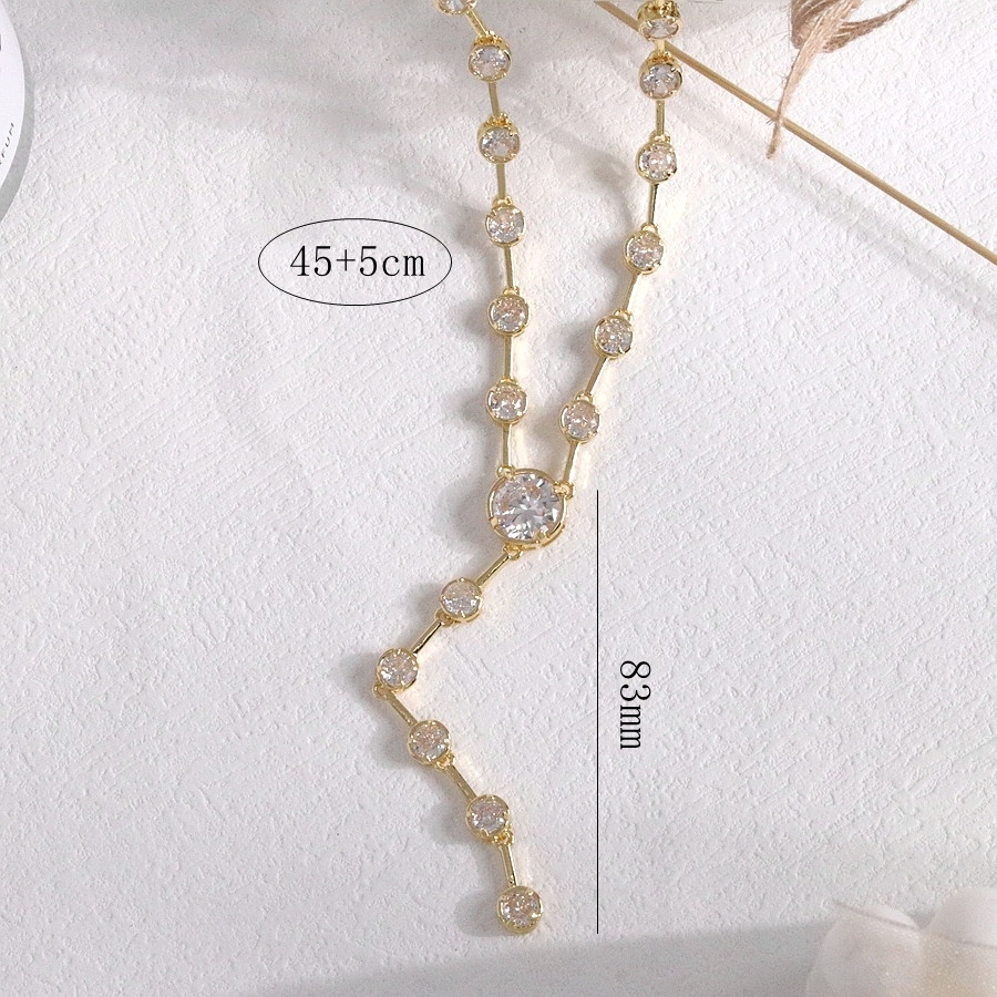 Elegant Long Y-Shaped Tassel Shiny Zirconia Necklace For Women Luxury Personality Jewelry Accessories Glowing Round Square Pendant