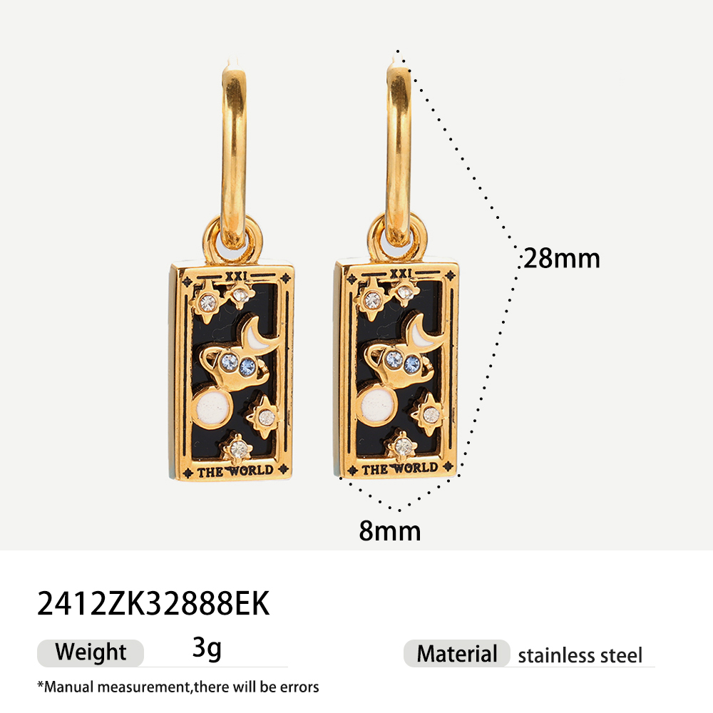304 Stainless Steel Astrology Tarot PVD Coated 18K Real Gold Plated Modern Style Classic Style Waterproof Non Tarnish Charm Sleeper Hoop Earrings Drop Earrings