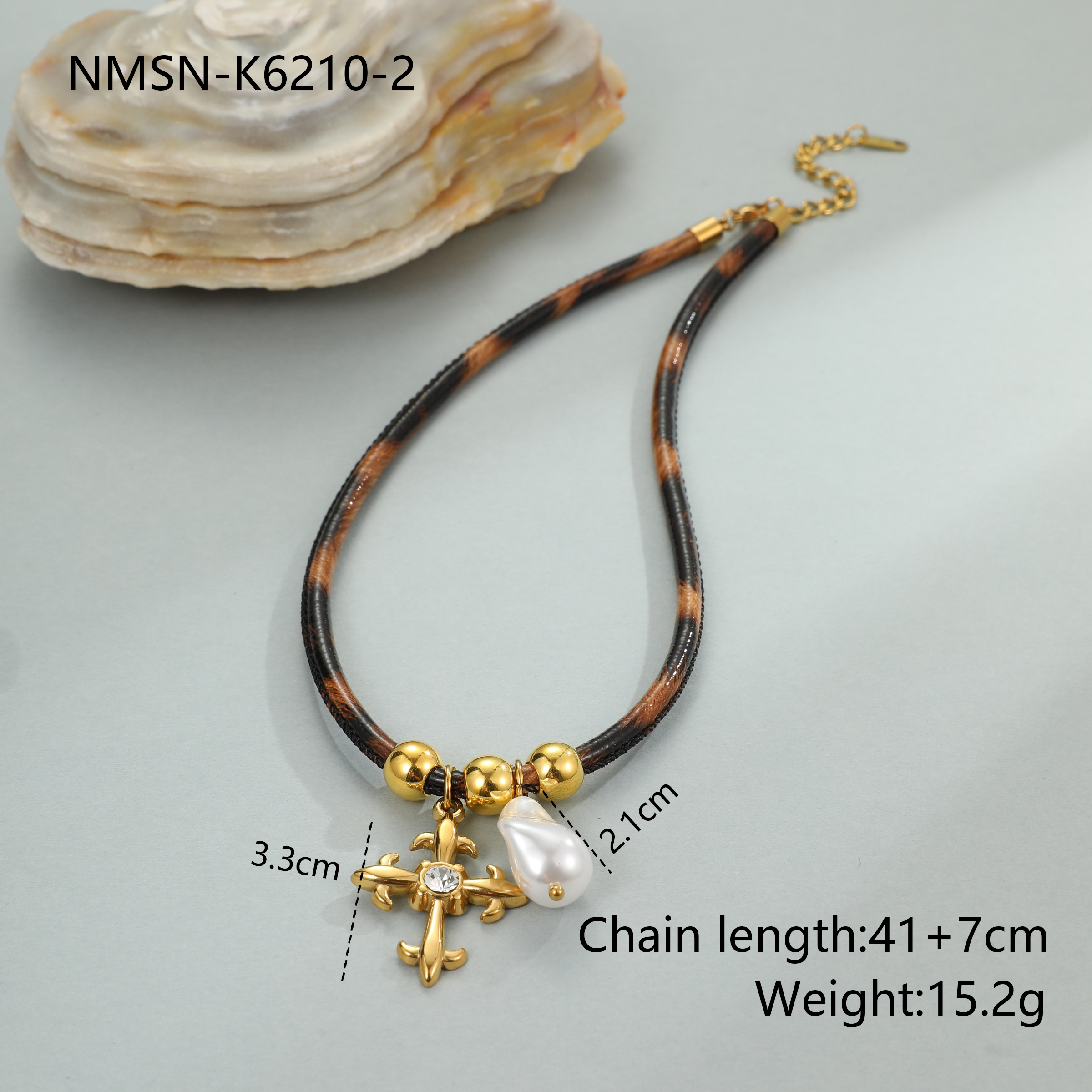 New Fashion Leopard Print Leather Stainless Steel Titanium Steel Sunbird Lobster Clasp Necklace Women's Jewelry Accessories