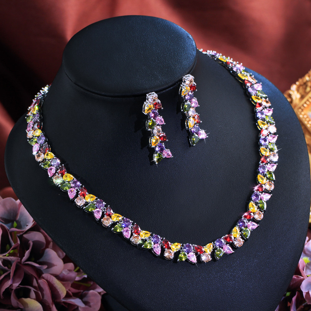 Women's Floral Geometric 2 Piece Jewelry Set Gold Plated Cubic Zirconia Elegant Bridal Gift For Wedding Party Evening Dress