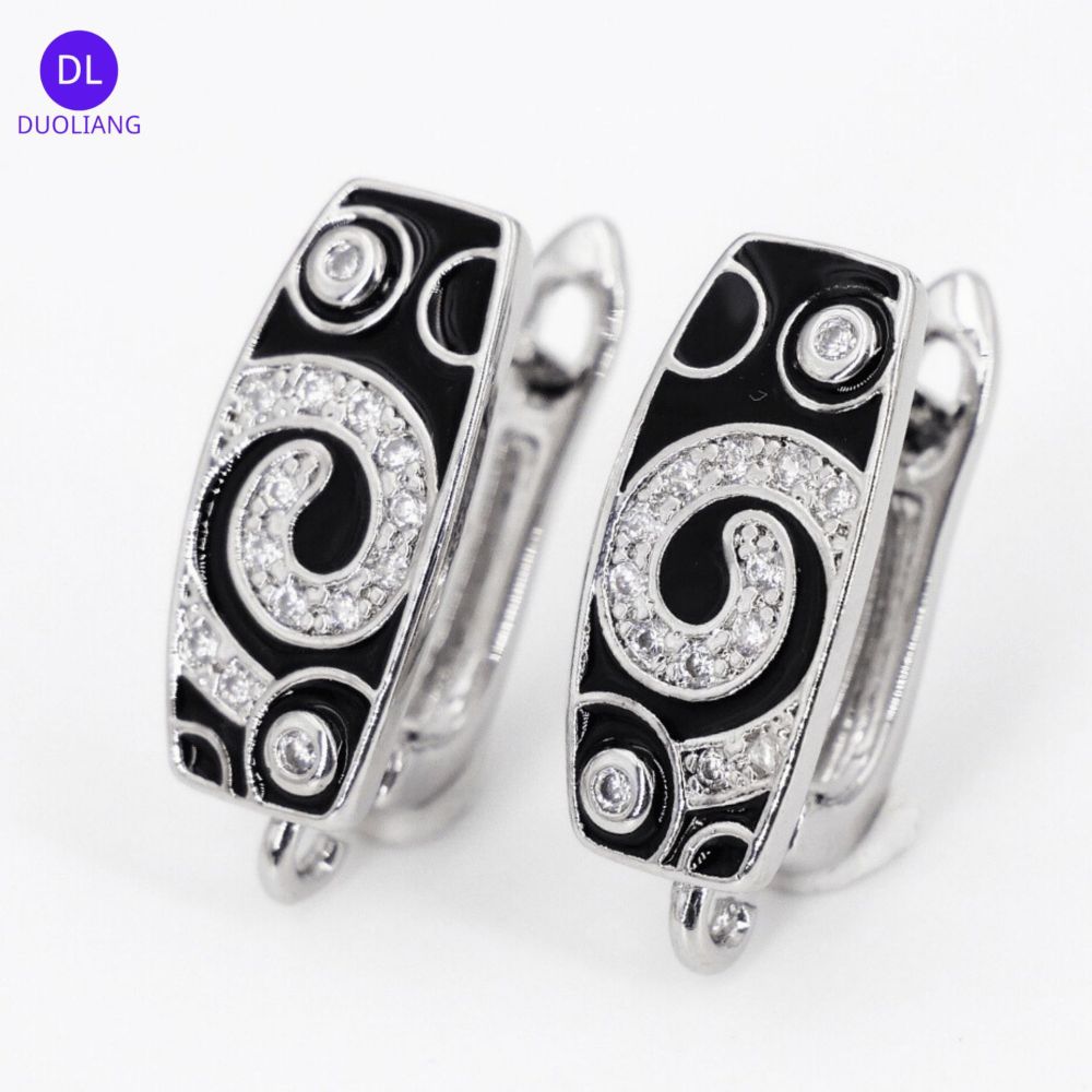 18K Gold Plated Copper Micro Inlaid Zircon U-Shaped Spiral Hoop Earrings Women's Jewelry Accessories Color Retention DIY Earrings