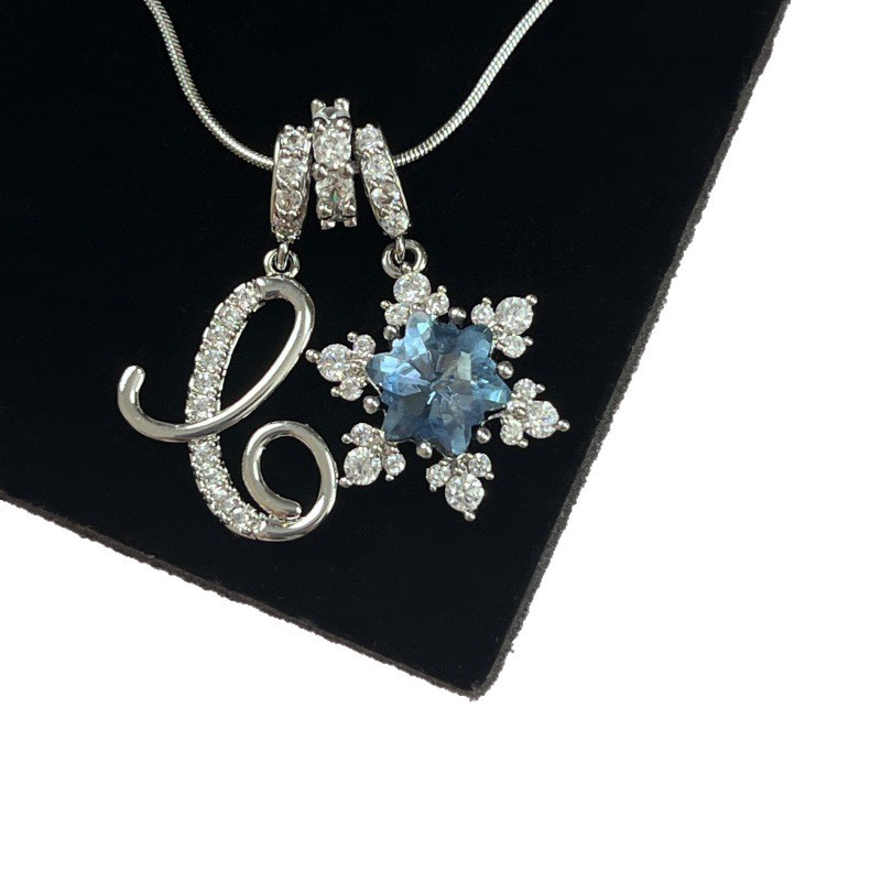 New Style Copper Zirconia Pendant Letter Necklace Silver Stainless Steel Chain Birthday Gift For Women Trendy Fairy Style