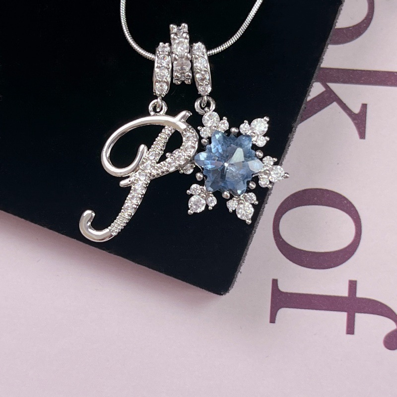 New Style Copper Zirconia Pendant Letter Necklace Silver Stainless Steel Chain Birthday Gift For Women Trendy Fairy Style