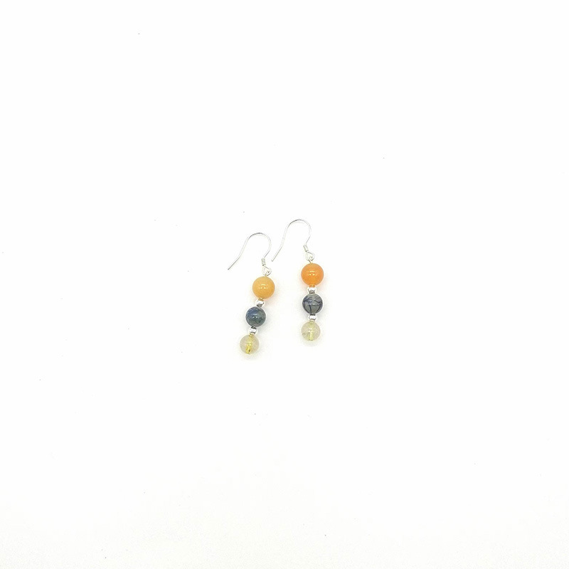 New Chinese Style Colorful Beaded Women's Earrings S925 Silver Studs Geometric Pattern Crystal Simple Design Jewelry Accessories