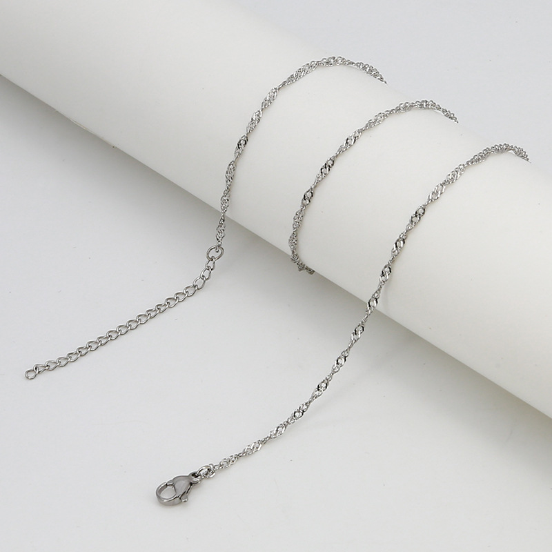 Stainless Steel Water Wave Chain Necklace Versatile DIY Jewelry Chain Unisex Fashion Simple Titanium Steel Clavicle Chain