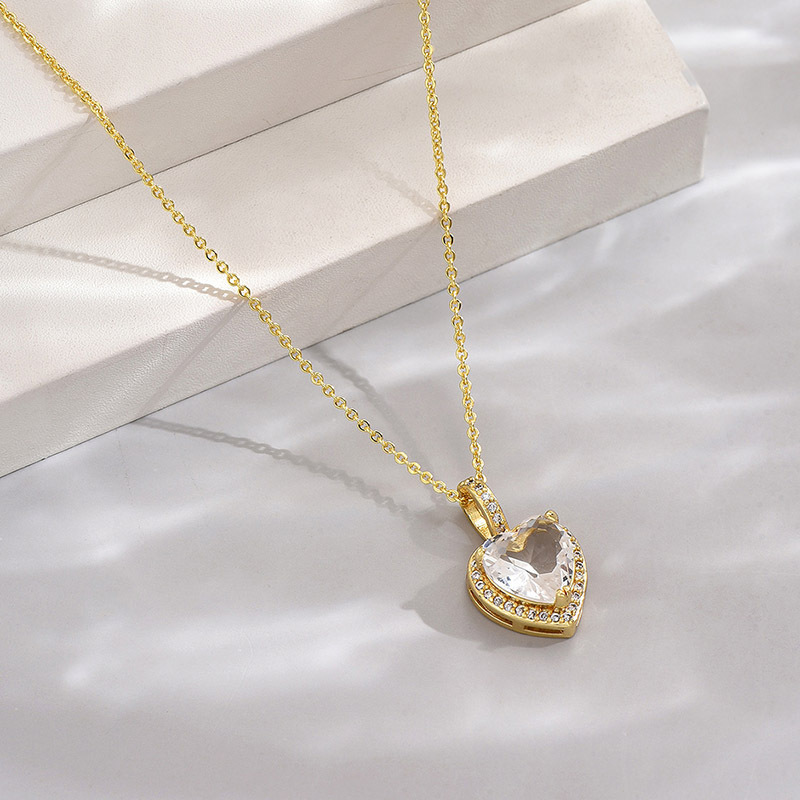 Wholesale Basic Modern Style Classic Style Heart Shape Copper Plating Inlay Zircon Pendant Necklace