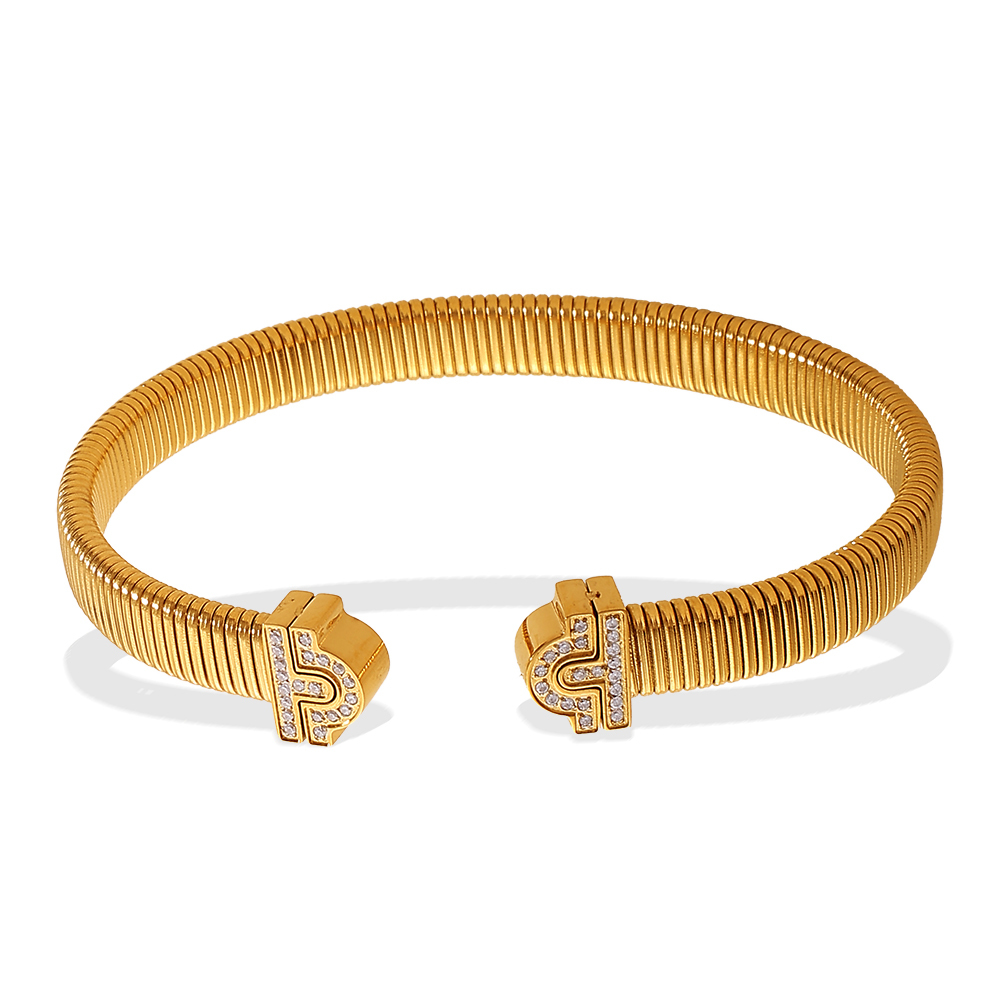Fashionable Versatile Open Setting Rhinestone Bracelet Exaggerated Trendy Lightweight Luxury Spiral Women's Jewelry