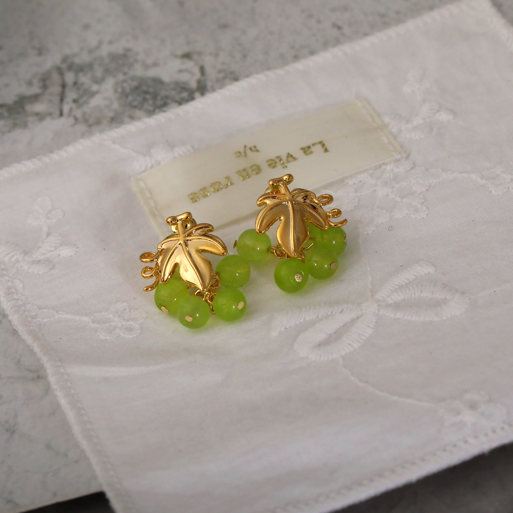 Dopamine Fruit Grape Women's Copper Plated Silver Needle Ear Studs Cute Garden Style Fresh Countryside Style Jewelry Accessories