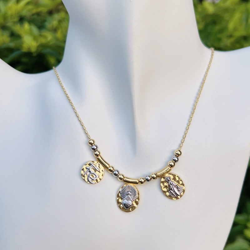 Wholesale Jewelry Luxurious Lady Romantic Faith Cross Heart Shape Copper Peanut Meat Chain Pendant Necklace