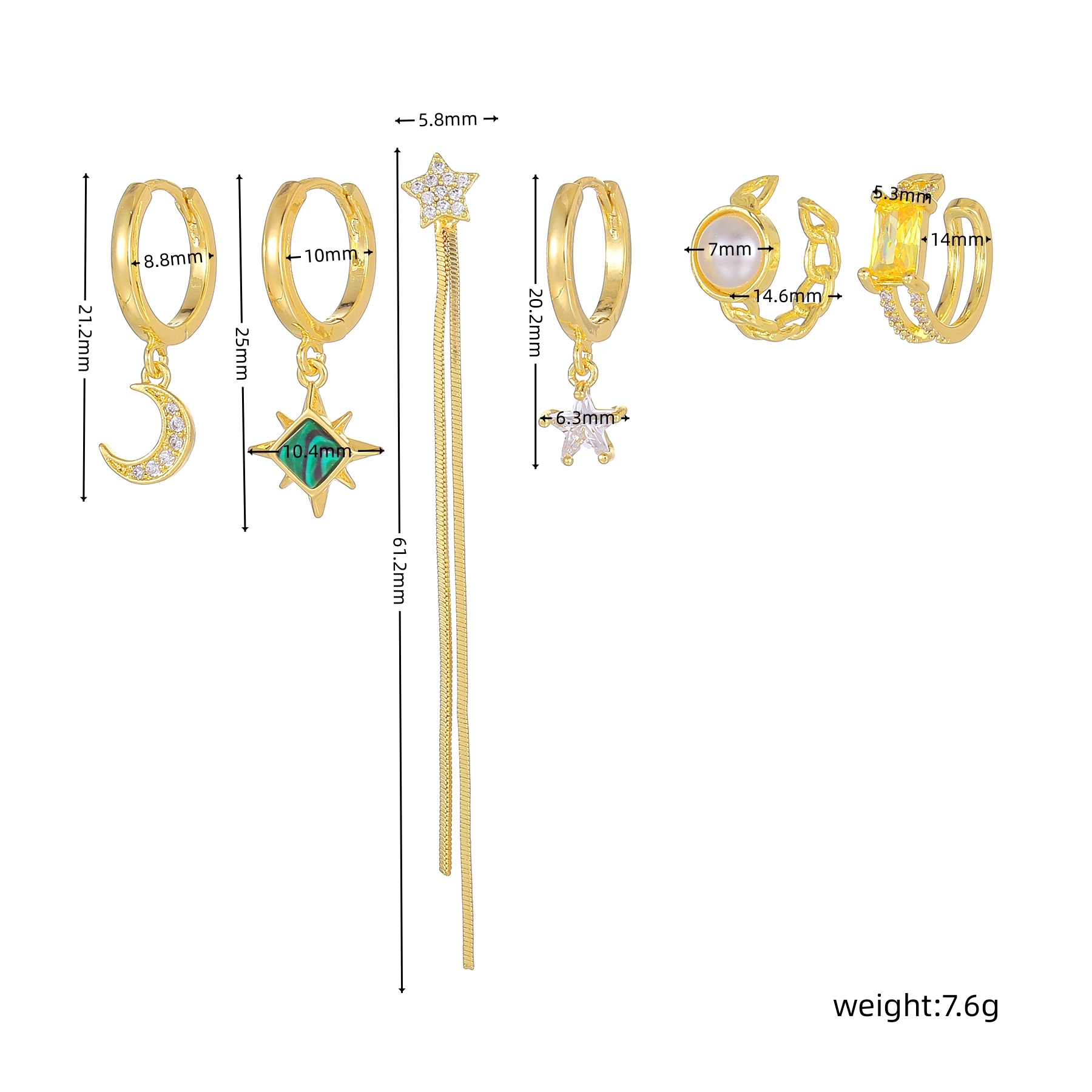 4 Pieces Sweet Simple Style Classic Style Heart Shape Plating Inlay Brass Zircon 18K Gold Plated Drop Earrings