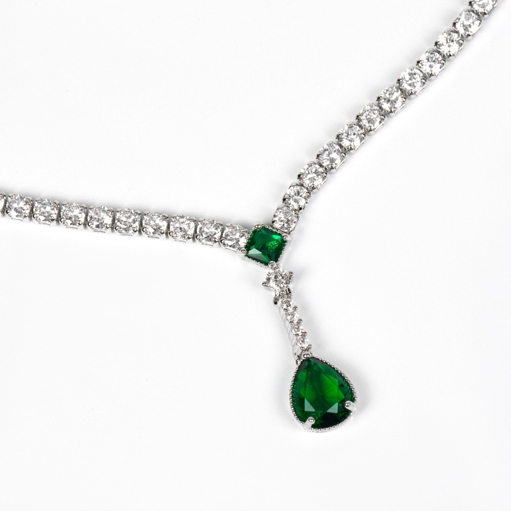 Bridal Jewelry Necklace Earrings Set Zircon Wedding Dress Women's Wedding Accessories High-end Two-piece Jewelry Set