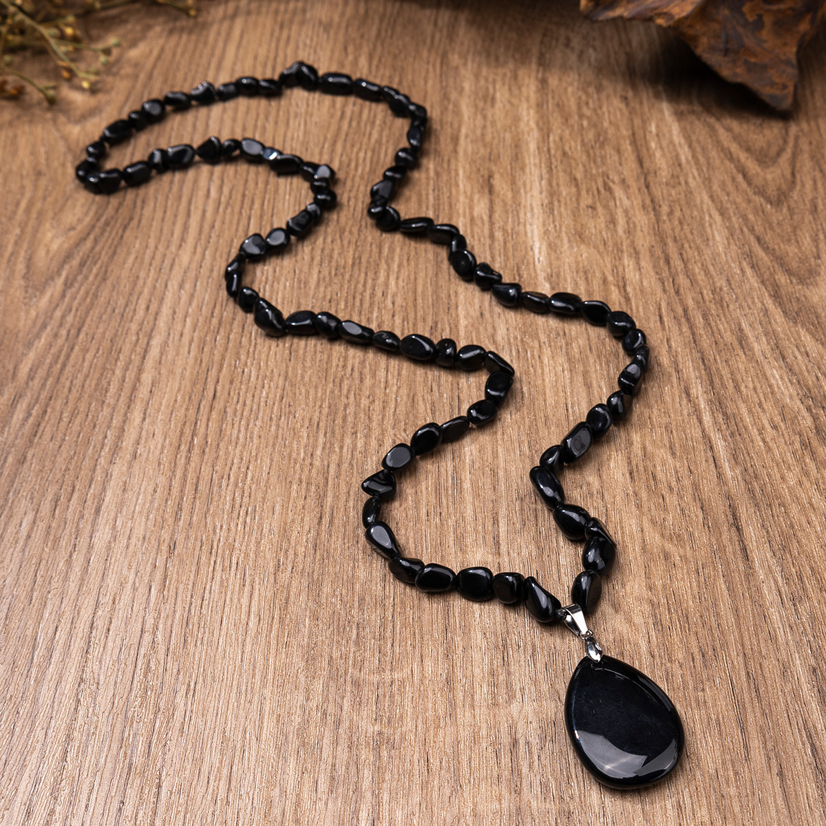 ZhouHang Natural Crystal Long Necklace Elegant Pendant Sweater Chain Amethyst Water Drop Earrings Jewelry Accessories