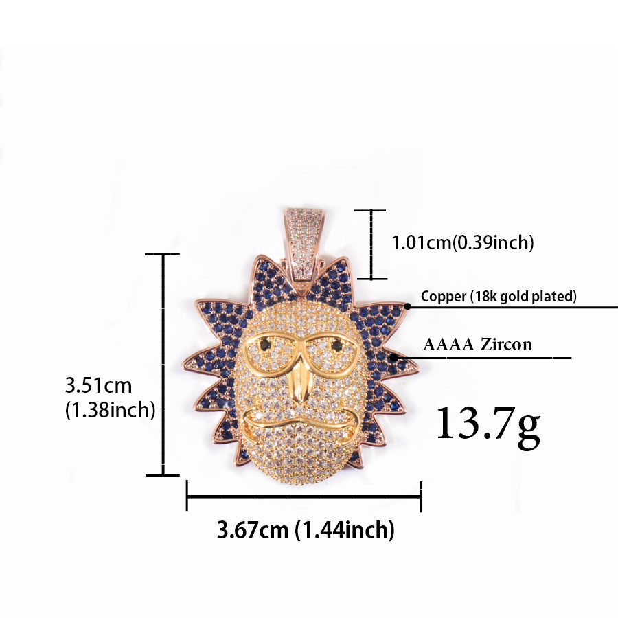 Classic  Cartoon Avatars Hip Hop Style Pendant Fashionable Streetwear Versatile Trendy Copper Necklace