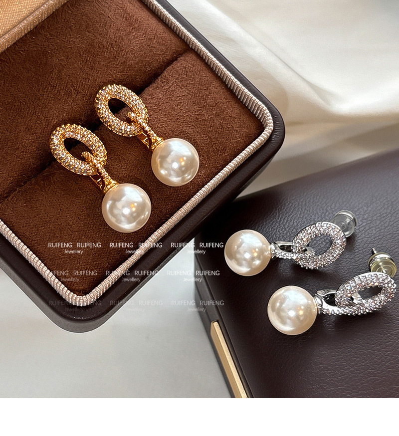 Elegant Classic Style Geometric Imitation Pearl Copper Women's Earrings