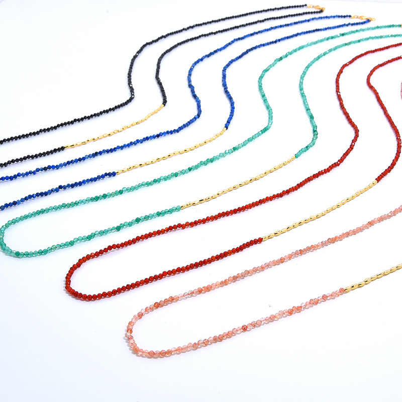 Casual Simple Style Geometric Natural Stone Agate Sterling Silver Gold Plated Sweater Chain In Bulk