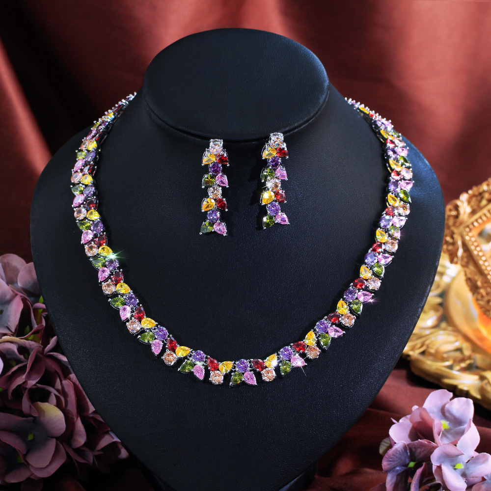 Women's Floral Geometric 2 Piece Jewelry Set Gold Plated Cubic Zirconia Elegant Bridal Gift For Wedding Party Evening Dress