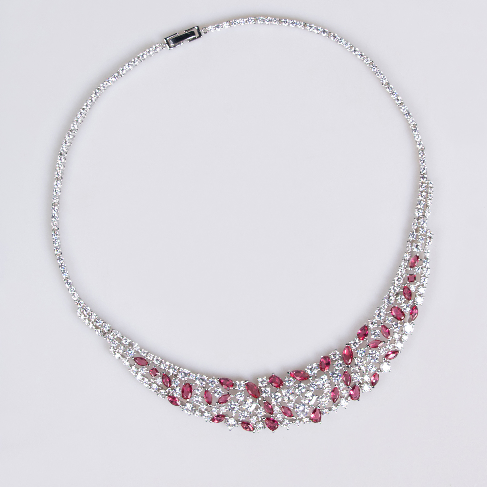 Luxurious Simple Glowing Zircon Wedding Jewelry Set Necklace Earrings  Style Original Design For Women