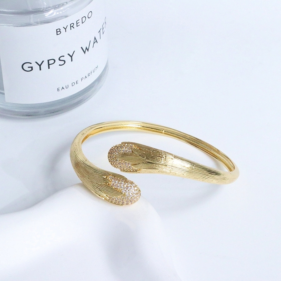 European And American Cross-Border Light Luxury High-End Feel 18K Gold Plated Micro-Inlaid Zircon Bracelet Fashion Simple Open Adjustable Bangle Versatile Jewelry
