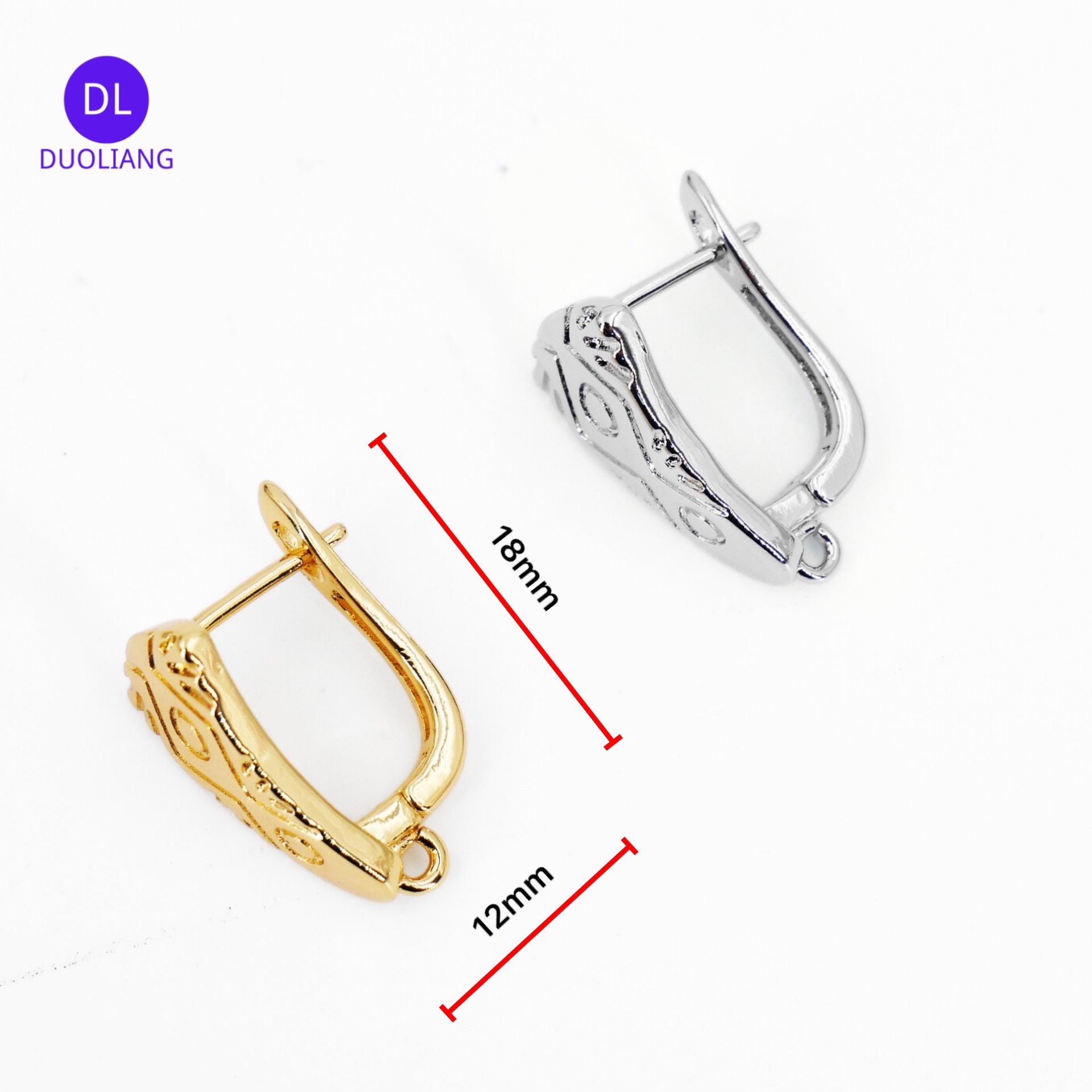 New Multi-Bright Copper Plated 18K Gold Earring DIY Jewelry Accessories U-Shaped Ear Cuff With Drop Circle Eco-Friendly
